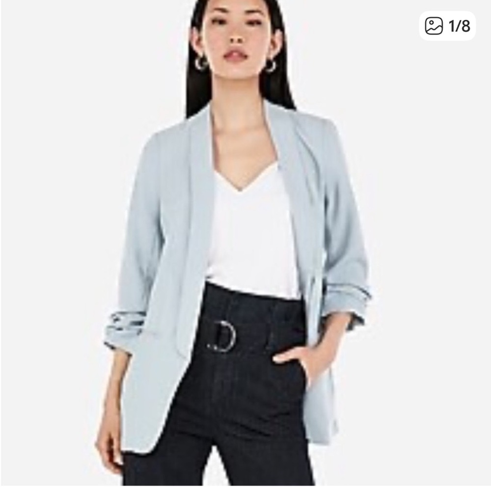 Express Powder Blue Boyfriend Blazer